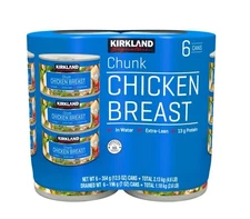 Kirkland Signature, Chunk Chicken Breast, 12.5 oz, 6-Count, In Water,13g Protein