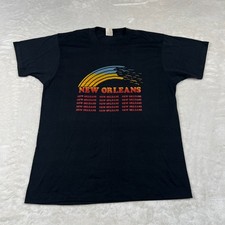Vintage New Orleans T Shirt Adult Large Black 90s Single Stitch Sunrise USA Made