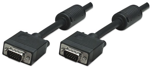 Manhattan Vga Monitor Cable With Ferrite Cores 1.8M Black Male To Male Hd15 Cabl