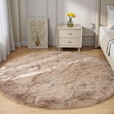 Goolela Circle Sheepskin Rug 5ft Round Fluffy Fuzzy Furry Carpet for Bedroom ...