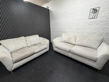 SCS Cream 3 & 2 Seater Sofa Set Excellent Condition with Metal Legs and Cushions