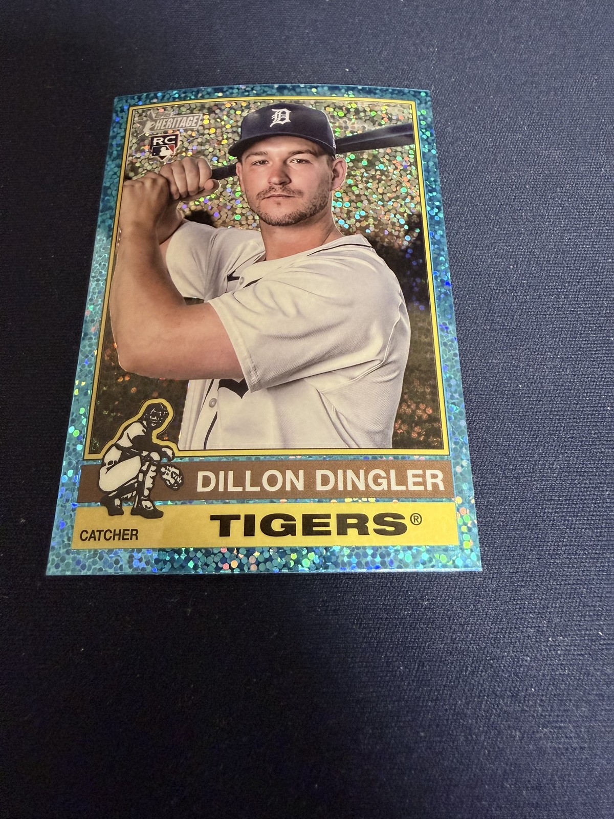 2025 Topps Heritage #130 Dillon Dingler Chrome Light Blue Sparkle Refractor