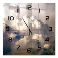 Wanduhr Glasuhr Aus GehäRtetem Glas Wolken Am Himmel Schwarze Zeiger 60X60 Cm
