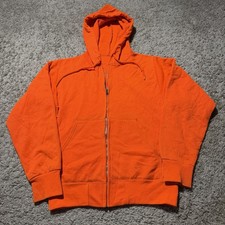 True Vintage 1970s 60s Orange Thermal Full Zip Hoodie Small Polyester