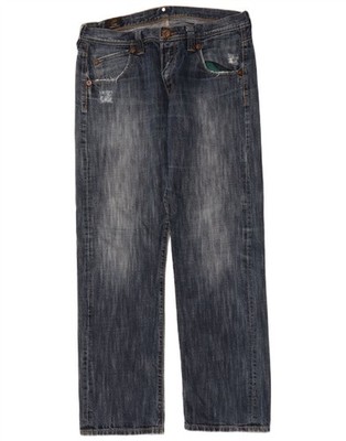 REPLAY Mens Straight Jeans W36 L34 Blue Cotton DU20