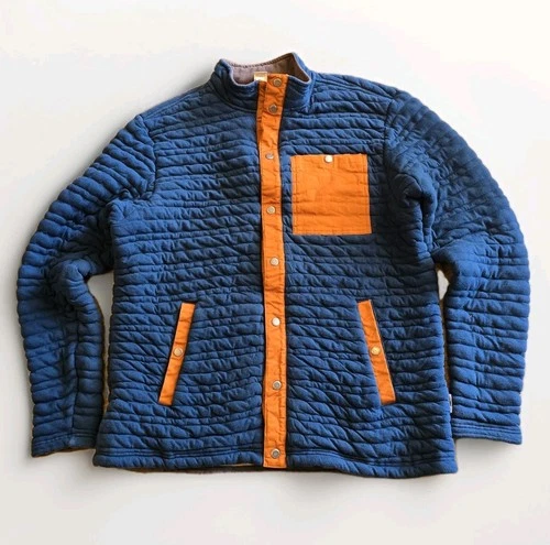 Duluth Trading Co Mock Neck Sweater Jacket Full Snap Oversized Large Quilted - product listing photo