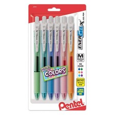 Pentel EnerGel-X Pastel Barrels Retractable, 0.7mm Metal Tip, Medium Line, Ass