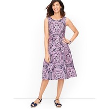 Talbots Poplin Fit & Flare Medallion Print Dress