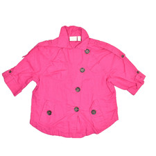 Chico's Women's Pink 100 Linen Button-Up Jacket Regular Size 2
