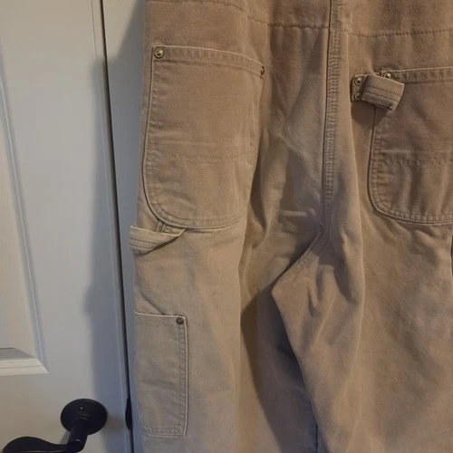 Vintage Carhartt Quilt Lined Double Knee Duck Bib Overalls Brown No Tag Workwear image 10