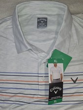 Callaway Men's XL Opti-Dri Golf Polo Shirt White Striped Short Sleeve