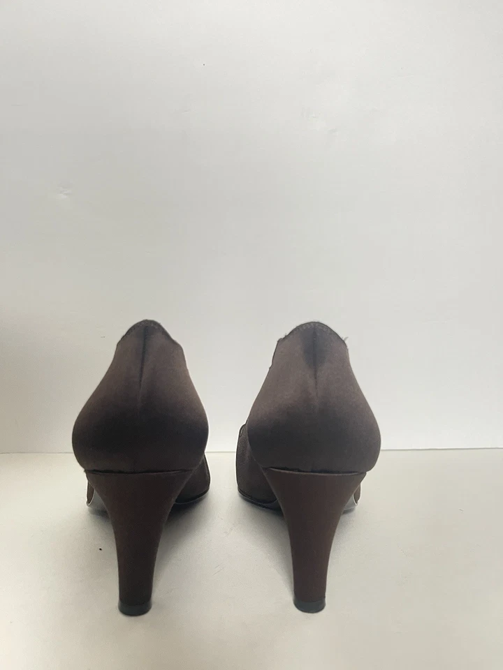 BRUNO MAGLI COUTURE Cuero Marrón Satinado Talla 7.5 B Hecho en Italia Foto 2 de 4