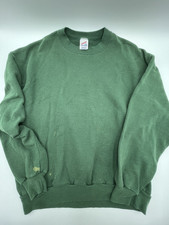 Vintage 90s Green Blank Made in USA Crewneck Sweatshirt Pullover Size XL Retro
