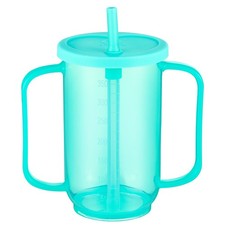 Adult Sippy Cups for Elderly 12 oz Straw Sippy Cups with 2 Handles No Spill f...