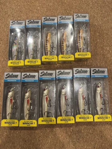 Salmo Floating Minnow #7 Crankbait (Lot of 11 Dace/Minnow/Holo Bleak)