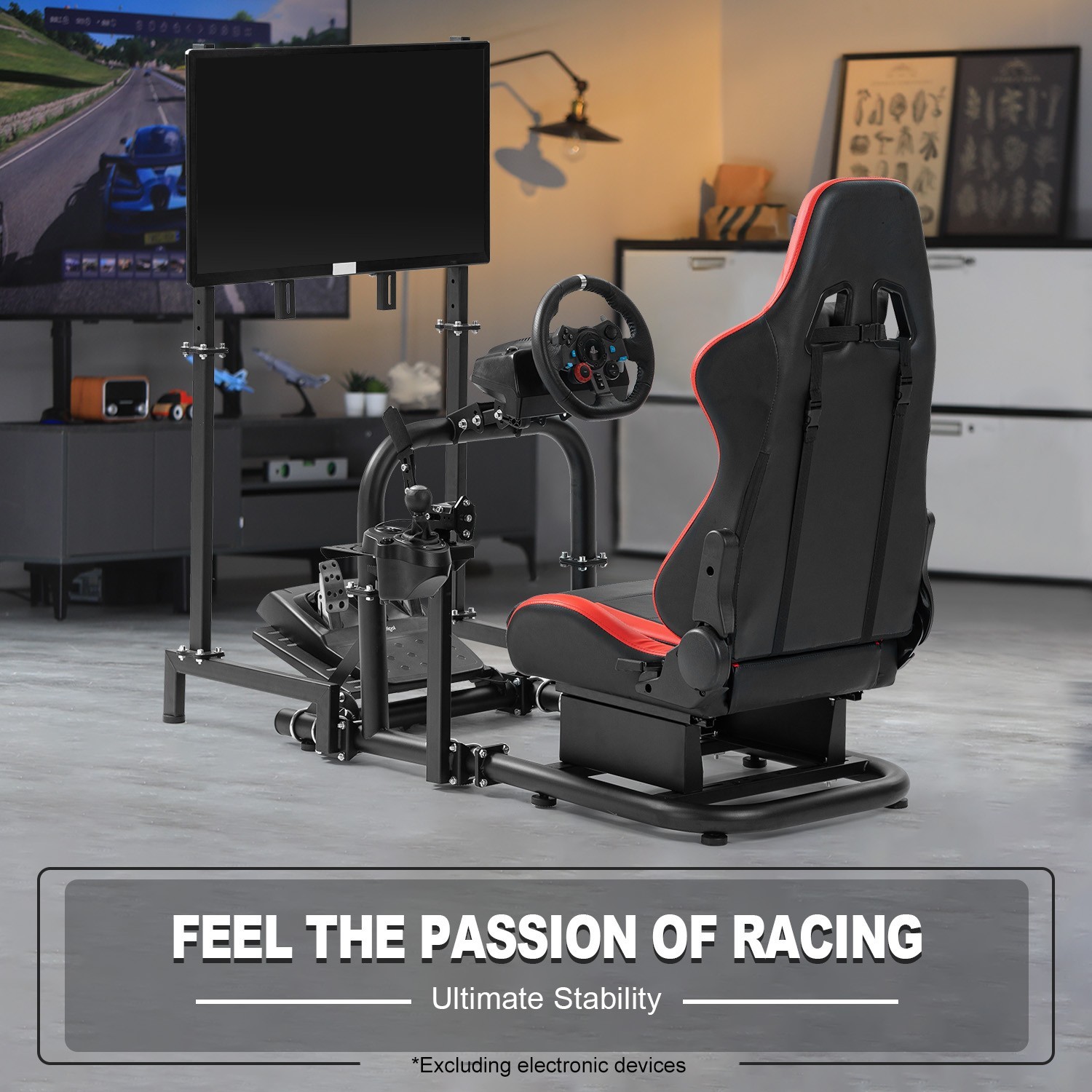 Marada Racing Simulator Cockpit With Monitor Stand & Seat Fit Logitech G923 G920