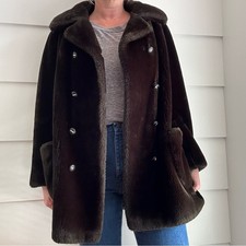 Vintage Faux Fur Coat 80s Brown Fur Coat