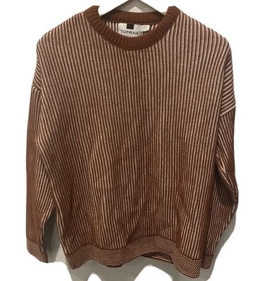 Topman Top Shop Men s Oversized Thick Knitted Jumper Red Size Small