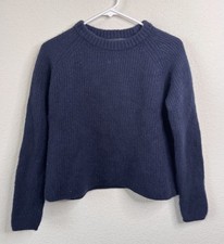 Jenni Kayne 100 Cashmere Fisherman Ribbed Sweater Blue Women  s M Quiet Luxury
