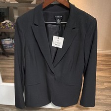 Liz Claiborne 1-Button Essential Charcoal Lined Blazer Jacket Women  s 12