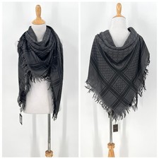 GUCCI Monogram Diamonte Plaid Serviee Shawl Scarf Gray Plaid GG Wool Silk NEW