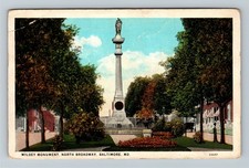 Baltimore MD-Maryland Wildey Monument, North Broadway, Gardens Vintage Postcard