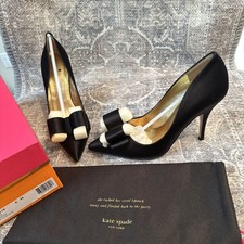 Kate Spade Latrice Satin Bow Heels Black 6M NIB