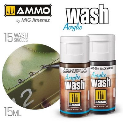 AMMO by Mig: WASHES - Adjustable Liquid Pigments Acrylic Weathering 15ml Singles