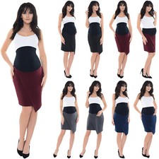 Purpless Maternity Pregnancy Asymmetric Formal Elasticated Belly Band Skirt 1508
