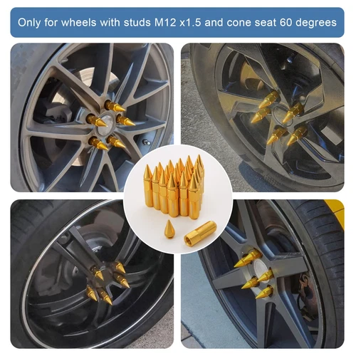 Cap Spiked Racing Wheel Lug Nuts 20PCS M12 x 1.5mm 60mm Arrow Style New - Picture 15 of 66