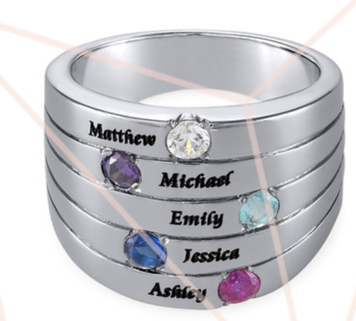 STERLING SILVER FIVE BIRTHSTONES AND 