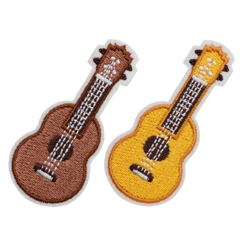 2 Pcs Ukulele Pendant Music Embroidered Patches Embroidery Accessory