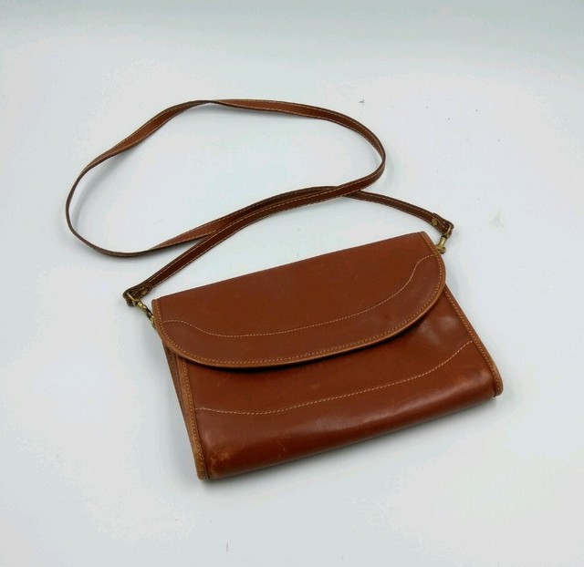 Brahmin Smooth Brown VTG Italian Leather Crossbody Bag Purse eBay