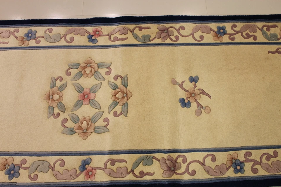 Alfombra china Aubusson vintage súper fina 2,6 x 12' 100 % lana 75 % ¡DESCUENTO EXCELENTE PRECIO! Foto 4 de 4