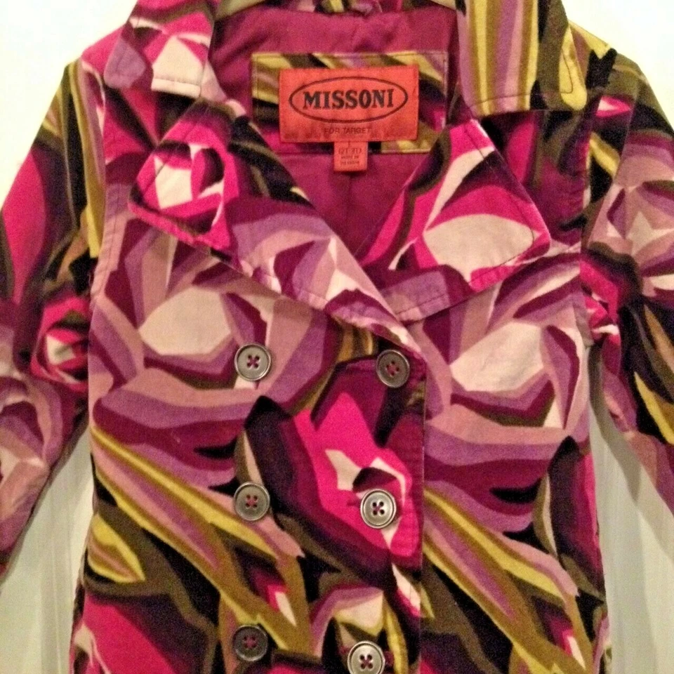 Missoni for Target Girls Trench Coat Kids Core Barbie Pink Velour Size L/ 2T-3T - Image 3 of 3