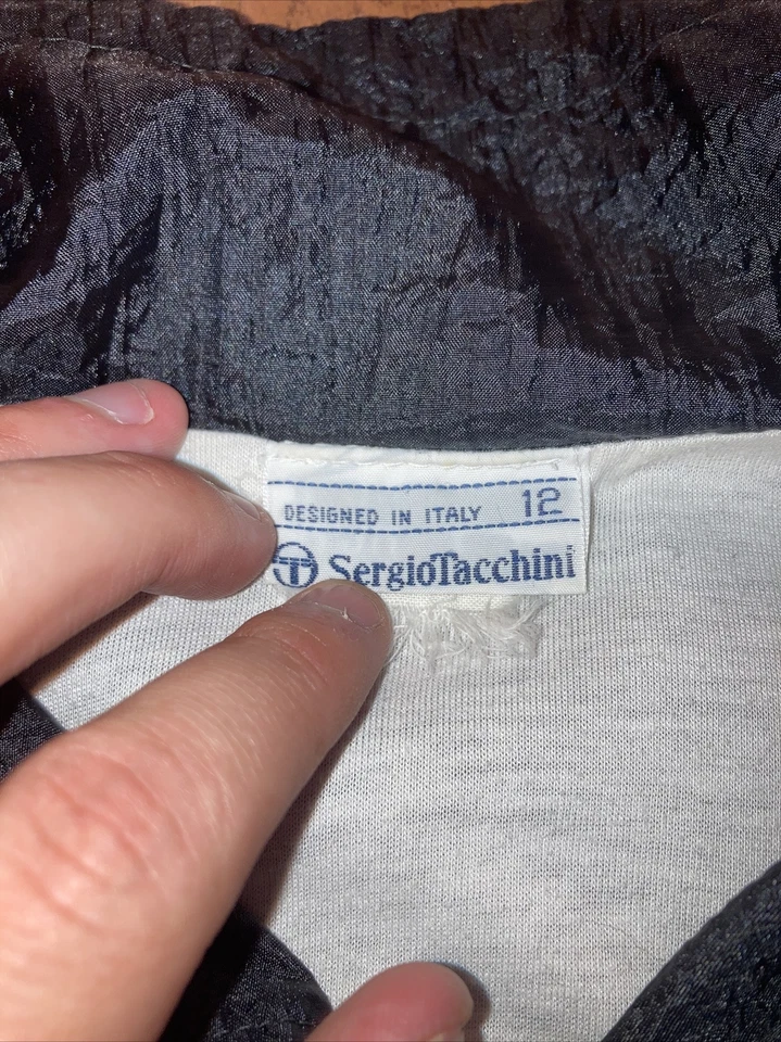 VTG Sergio Tacchini Track Jacket Black Pink Color Block Full Zip 12 - Image 3 of 4