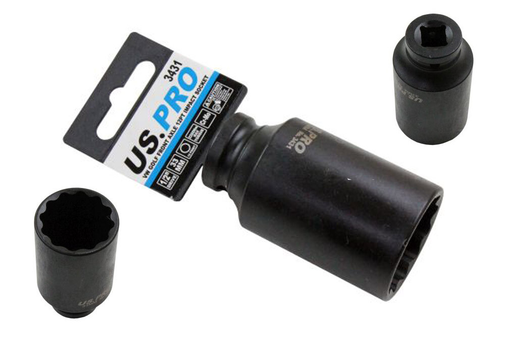 33mm 1/2 Deep Impact Socket VW Golf Front Axle 12 point Hub Nut bi-hex Volkswago