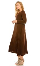 JOSTAR LONG DRESS Slinky Poly Spandex SLINKY Knit Brown TRAVEL S M L XL 2X 3X