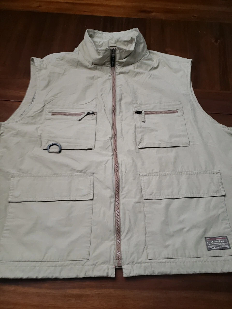 NWOT Men's XXL Eddie Bauer Beige Zip Front Hunting Fishing Vest