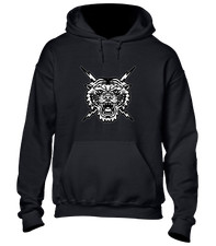 BLACK TIGER HOODY HOODIE TATTOO VINTAGE DESIGN COOL RETRO FASHION TOP ANIMAL