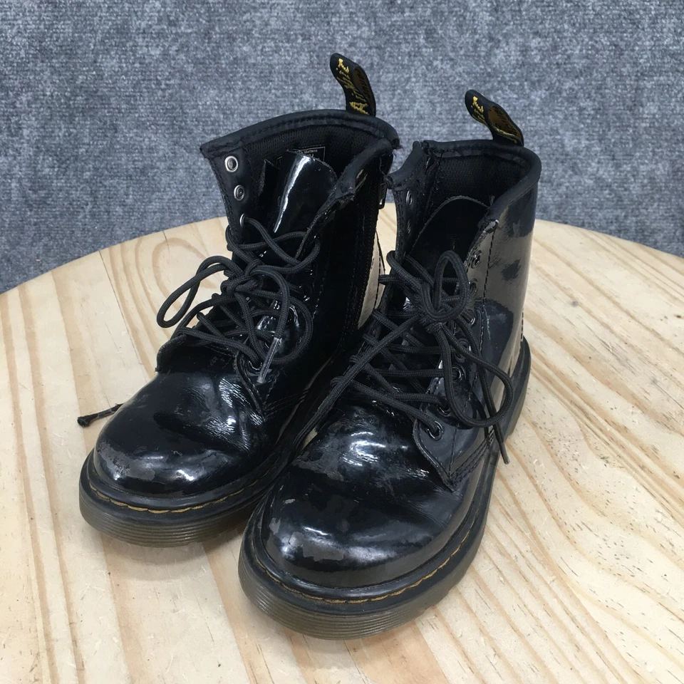 Botas de Combate Dr Martens Juveniles 13 Suaves T Cuero Negro Con Cordones Cremallera Lateral 1460 Foto 3 de 4