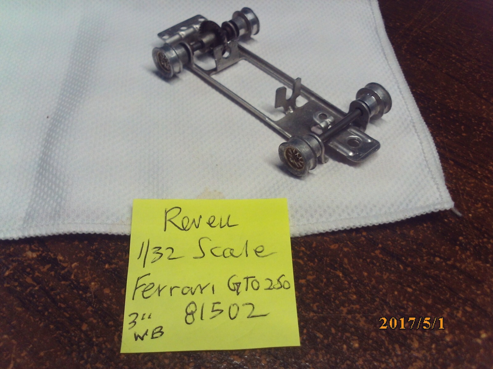 Used Vintage Revell 1/32 Scale Slot Car #81502 Aluminum Chassis Frame w/ Wheels