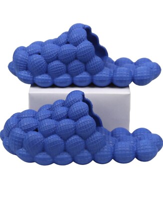 Massage Bubble Slides Slippers Funny Lychee Non-slip Spa Slippers Blue 39/40