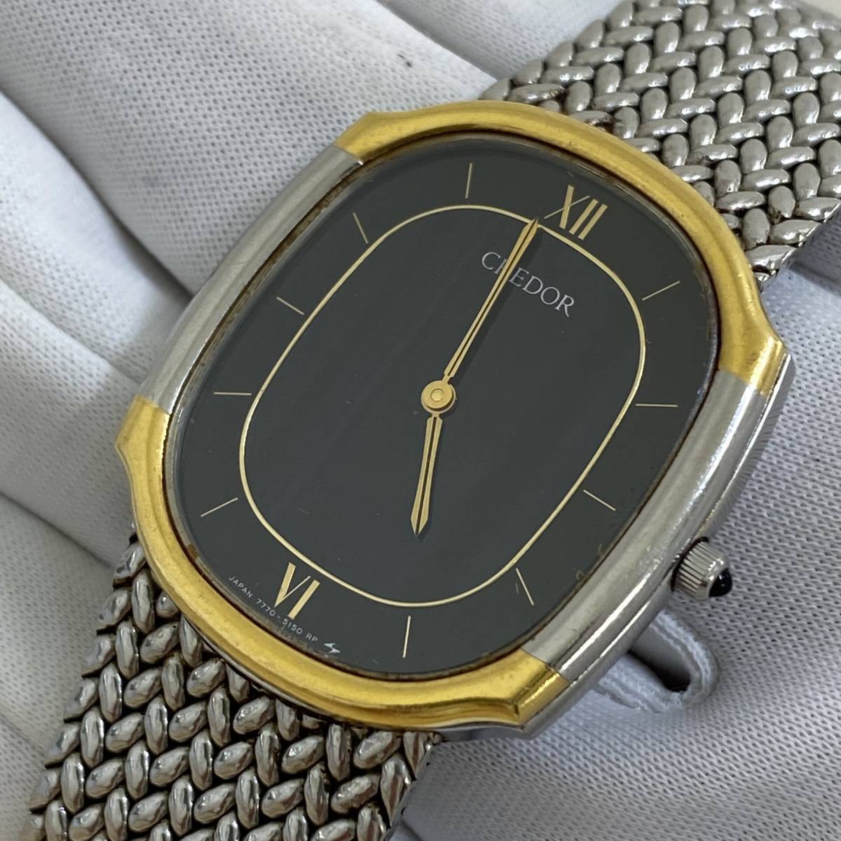 SEIKO CREDOR 7770-6090 SS＋18KT 腕時計【現在不動】