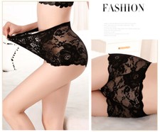 Women Briefs High waist Panties Lace Rose Mesh Plus Size Underpants 3pcs 89391