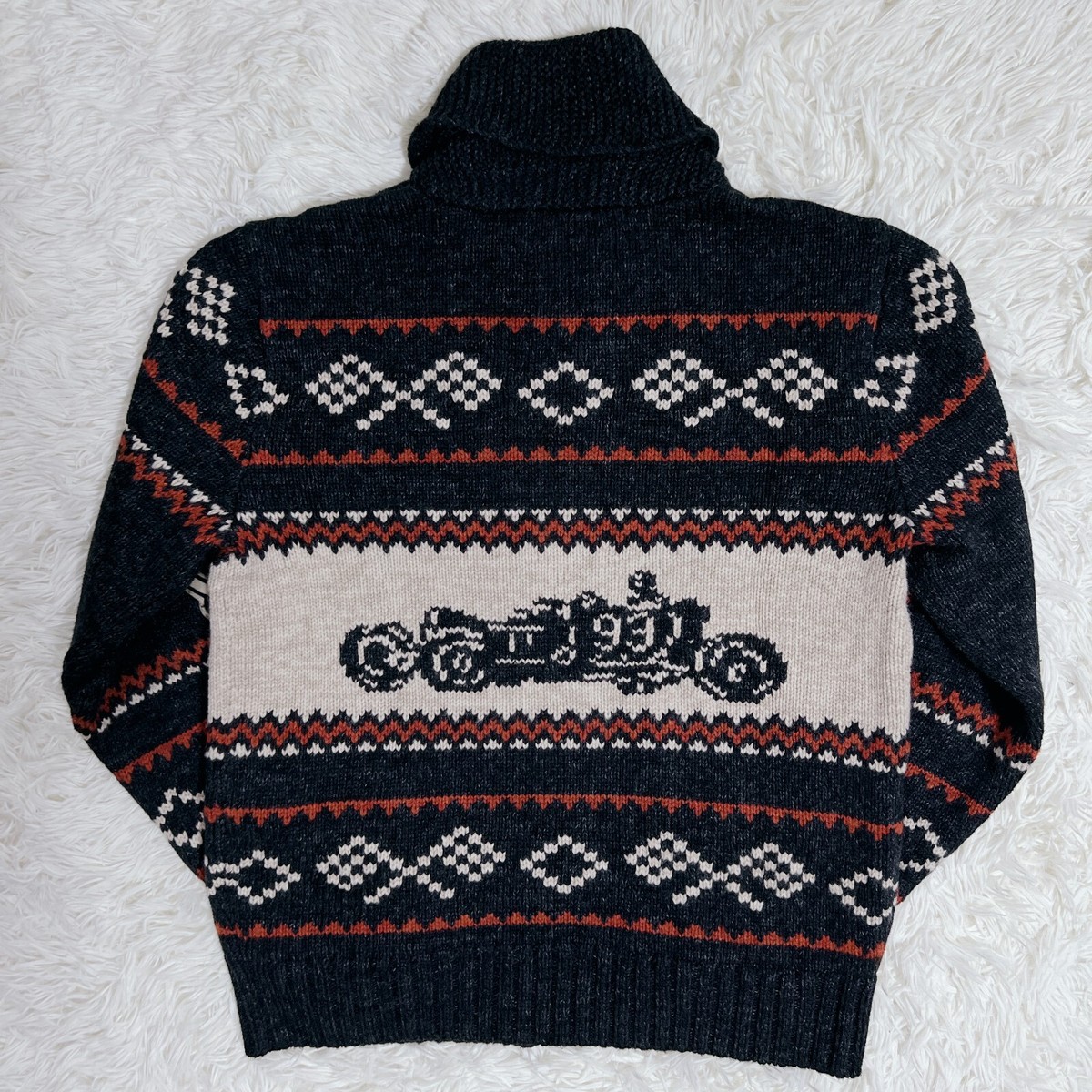 RRL ダブルアールエル ドライバーズニット ジップアップ ネイビー Lサイズ Double RL RRL Ralph Lauren Shawl Cardigan Full Zip Sweater