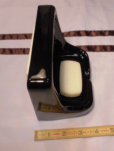 Glossy *Black* Ceramic Soap Dish for tub or shower, Mint New Stock, Drain Slot - Picture 2 of 11