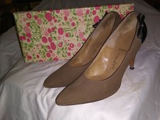 Vintage 1950's 60's Brown Suede Pinup Heels by Fiancee's Size 6