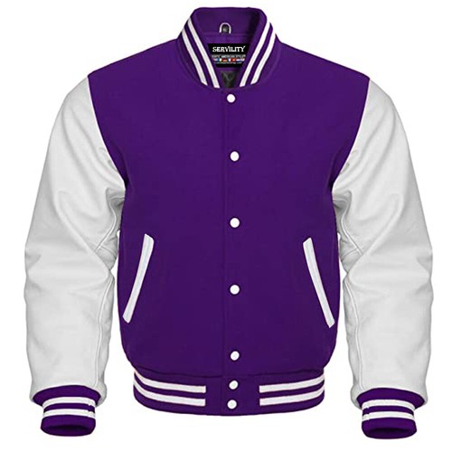 Purple Wool Letterman Bomber Varsity 