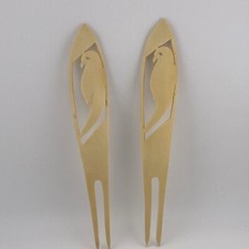 Celluloid French Ivory Parrot Hair Combs Pair 1930s-1940s Vintage Rare Tropical